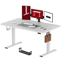 SANODESK Biurko z regulacją wysokości 180x80cm, blokada przed dziećmi, funkcja pamięci, wyświetlacz LED, udźwig 60 kg, 2 haki, łatwy montaż (biały)