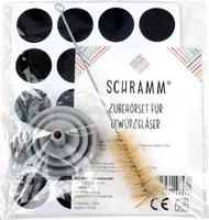 Schramm® Zubehör für Gewürzgläser Reinigungsset Bürste Trichter zum Befüllen inkl. 100 Etiketten ø 3cm