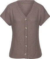 LASCANA Kurzarmshirt taupe Größe 36/38