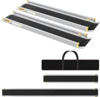 ACXIN 2 x Rollstuhlrampe für Rollstuhl Teleskop Rollstuhlrampe Aluminium Auffahrrampe Verstellbare Teleskoprampe Ladenkapazität für Treppe bis 300 kg (75.5-122cm)