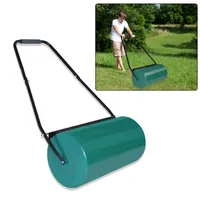 UISEBRT Rasenwalze Handwalze 57 cm 46L Füllvolumen Metall Gartenwalze Gartenfräse Rasenlüfter Rasenroller befüllbar Wasser Sand 32 cm Grün