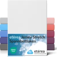etérea Spannbettlaken für Wasserbett & Boxspringbett 180x200 - 200x220 cm -  95% Baumwolle und 5% Elasthan Spannbetttuch -  Glattes & Feines Bettlaken bis 45 cm Steghöhe - Weiß