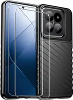2in1 Schutz Cover Set für das Xiaomi 14 besteht aus 2x 9H Glas Folie Display Schutzfolie und 1x Silikon Case Schutzhülle - Hülle in Schwarz