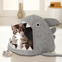 Waidmeister Katzenhöhle Hai - Katzenbett mit einzigartigem Design, Größe:64x35x50 cm, Farbe:Grau