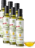 NurBio® Bio Chia Öl 6 x 250 ml - nativ kaltgepresstes Chiaöl, nussig mildes Pflanzenöl, Omega-3-Fettsäuren 63%, Sparpack