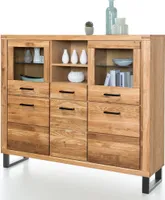 Highboard tina Vitrine in Wildeiche geölt Teilmassiv Breite 158cm Höhe 140cm