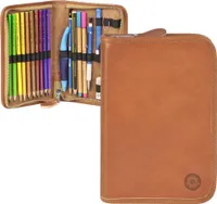 Sonnenleder Schüleretui Stifteetui Federtasche Leder 15 Stiftschlaufen LASSE Stiftetui naturbraun 801-210-01