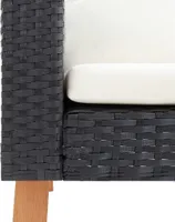 vidaXL 3-Sitzer-Gartensofa mit Auflagen Poly Rattan Schwarz