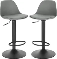 EUGAD Barhocker 2er Set Gepolsterter Drehhocker, Höhenverstellbar, Grau