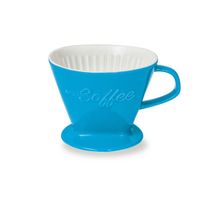 Creano Porzellan Kaffeefilter (Blau), Filter Größe 4 für Filtertüten Gr. 1x4, ca. 800gr Gewicht für extrem sicheren Stand, Achtung schwer, in 6 Farben erhältlich
