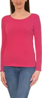 Alkato Damen Langarm Shirt mit O-Ausschnitt, Farbe: Amarant, Größe: M