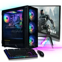 Gaming Komplett PC SET AMD Ryzen 5600GT 6x 4.6 Ghz 32GB Ram 500GB SSD Radeon MSI Board RGB Tower W-Lan Gamer 27" TFT 1ms 100 Hz Windows 11 Pro