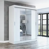 Schwebetürenschrank, 2-türig Schrank mit Spiegel! Moderne Garderobe für Kleidung. Verschiedene Farben (Weiß, Schwarz, Somona) Kleiderschrank NEO180 cm