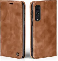 Handy Hülle für LG Velvet 5G Klapphülle Bookcase Flip Cover Handy Tasche Etui Farbe: Hellbraun