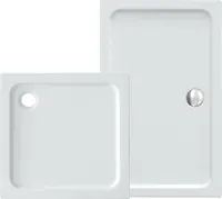 VILSTEIN Duschwanne | Glasfaserverstärkt | 5 cm Flach | Duschtasse mit Gefälle | Duschbecken | Siphon opt. | Hochglanz Weiß | 70x70 cm