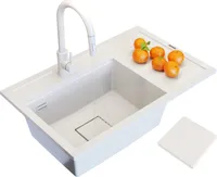 Weiße Granitspüle Küchenarmatur Modernes Rendo-Set