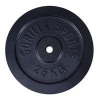 GORILLA SPORTS® Hantelscheiben - 25 kg Gewichte, 30/31 mm, Gusseisen, Schwarz - Gewichtsscheiben, Bumper Plates