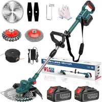 750W Akku Rasentrimmer mit 2× 4000mAh Akku 21V, Bürstenloser Motor Rasentrimmer mit Makita Akku, mit Unkrautbürste, Freischneider Akku & Ladegerät