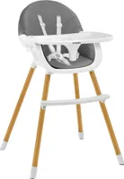 TULANO Morsel Grey | Kinderhochstuhl 2 in 1 Hochstuhl Babystuhl | Abnehmbare Tablett | 5-Punkt-Gurt | Fußstütze | ab 6 Monate bis 6 Jahre | Grau