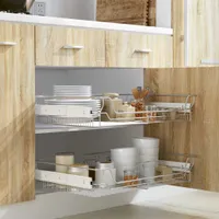 vidaXL Vestavná zásuvka Výsuvný koš 2 ks Stříbrná 800 mm