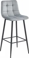 Barhocker ARCETO - silbergrauer Samt / schwarze Beine