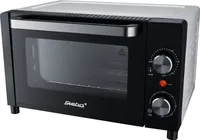 Mini-Backofen mit wirksamer Gehäuseisolation, Pizzatiefe bis Ø 22 cm, Doppel-Glastür, Temperaturregler, 2 Einschubebenen, Backblech, Grillrost