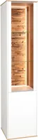 Vitrine - 42 x 180 cm - 1 Tür - Asteiche Nachbildung - Weiß supermatt - mit LED-Beleuchtung