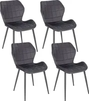 WOLTU Esszimmerstühle 4er Set, Küchenstuhl, Polsterstuhl, Wohnzimmerstuhl mit Rückenlehne, gepolsterter Stuhl mit Samtbezug, Metallbeine, Dunkelgrau