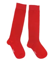 Damen Kniestrümpfe Einfarbig Natur Rot Größe 35-38