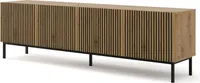 TV Schrank RAVENNA F 200 cm 4D ARTISAN EICHE / ARTISAN EICHE mit Schwarz Metallrahmen Lowboard Stehen Unterschrank Fernsehschrank Modern Loft TV Board Sideboard HiFi-Tisch Schwarz rahmen Beine