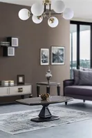 Opviq, Dolunay- Dolunay 6 Lı Eskitme Beyaz Camlı AvizeSTL, Weiß, Kronleuchter, 100% Metall