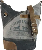 Damen Tasche Umhängetasche, Handtasche aus Canvas & Leder. Nachhaltige Produkte, Groß Vintage, Schultertasche, Segeltuch Crossbody