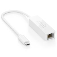 deleyCON USB-C auf RJ45 LAN Adapter Ethernet Gigabit - USB 3.0 (USB 3.1 Gen1) Kompatibel mit Windows Mac PC Notebook MacBook Ultrabook Tablet-PC - Weiß
