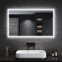 Lustro łazienkowe SONNI LED 100×60 cm lusterko kosmetyczne IP44 lusterko łazienkowe energooszczędne wodoodporne i przeciwmgielne przełącznik dotykowy
