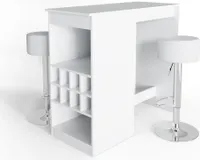 Vicco Bartisch-Set Ross, 115 x 50 cm mit 2 Barhockern, Weiß