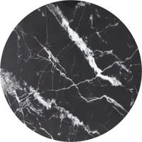 Tischplatte Schwarz Ø80x1 cm Hartglas in Marmoroptik