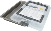 IRKMANN Backblech mit Transporthaube, L 42 x B 28,5 x 4 cm, Clip-Verschluss, Hoher Rand, stabile Gri
