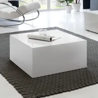 WOHNLING Couchtisch MONOBLOC Holztisch Weiß 60cm Wohnzimmertisch Sofatisch Tisch