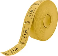 CombiCraft Gelbe Euro-Wertmarken Rolle – 1,00 € - 5 Rollen á 1000 Abrisse