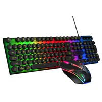 Kabelgebundenes Gaming-Tastatur- und -Maus-Set Mechanische Punk-Tastatur mit runden Tastenkappen, 1600 dpi, 104 Tasten, RGB-LED-Leuchten
