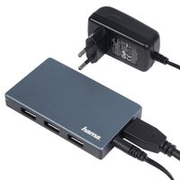 Hama USB-Hub 4 Ports USB 3.0 5 Gbit/s Fast Charging inkl. Kabel und Netzteil