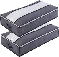 2 Stück Premium Unterbettkommode mit Sichtfenster, Unterbett-Aufbewahrungstasche Kleideraufbewahrung, Decken Organisator Lagerbehälter 100x50x15cm