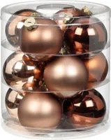 Weihnachtskugeln Glas 8cm, 12 Stück, Farbe:Elegant Lounge ( schokolade braun )