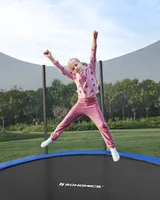 SONGMICS Ø 427cm trampolína do 150kg s žebříkem+bezpečnostní síť+kryt bezpečná venkovní zahradní trampolína černá modrá STR144