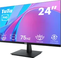 TuTu 24S1 24-Zoll rahmenloser LED-Monitor 75Hz HDMI,VGA,Audioausgang inklusive HDMI-Kabel