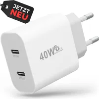 Schnellladegerät 40w USB-C Netzteil Stecker mehrfach  Ladegerät Charger schnellladen - Dual Doppel Ladestecker Power Adapter iPhone 16 15 14 13 12 11