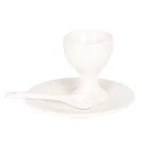 Clayre & Eef Eierbecher 6CE1040 Ø 12*7 cm - Weiß Dolomit Eierhalter  Ceramic