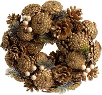 Goldener Weihnachtskranz - ø 25 cm von Naturn Christmas | Weihnachtsdekoration | Weihnachtskränze mit Tannenzapfen | Gold