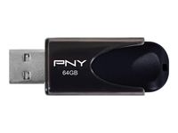 PNY Attaché 4 2.0 64GB - 64 GB - USB Typ-A - 2.0 - 25 MB/s - Kappe - Schwarz