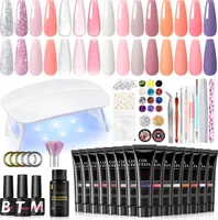 Coscelia Poly Nagelverlängerung Starter Set 15pcs Gel Nägel Aufbau Gel mit 6W UV LED Nagellampe Top Base Coat 10ML Nagel VerlängerungKit Gel Nagelset